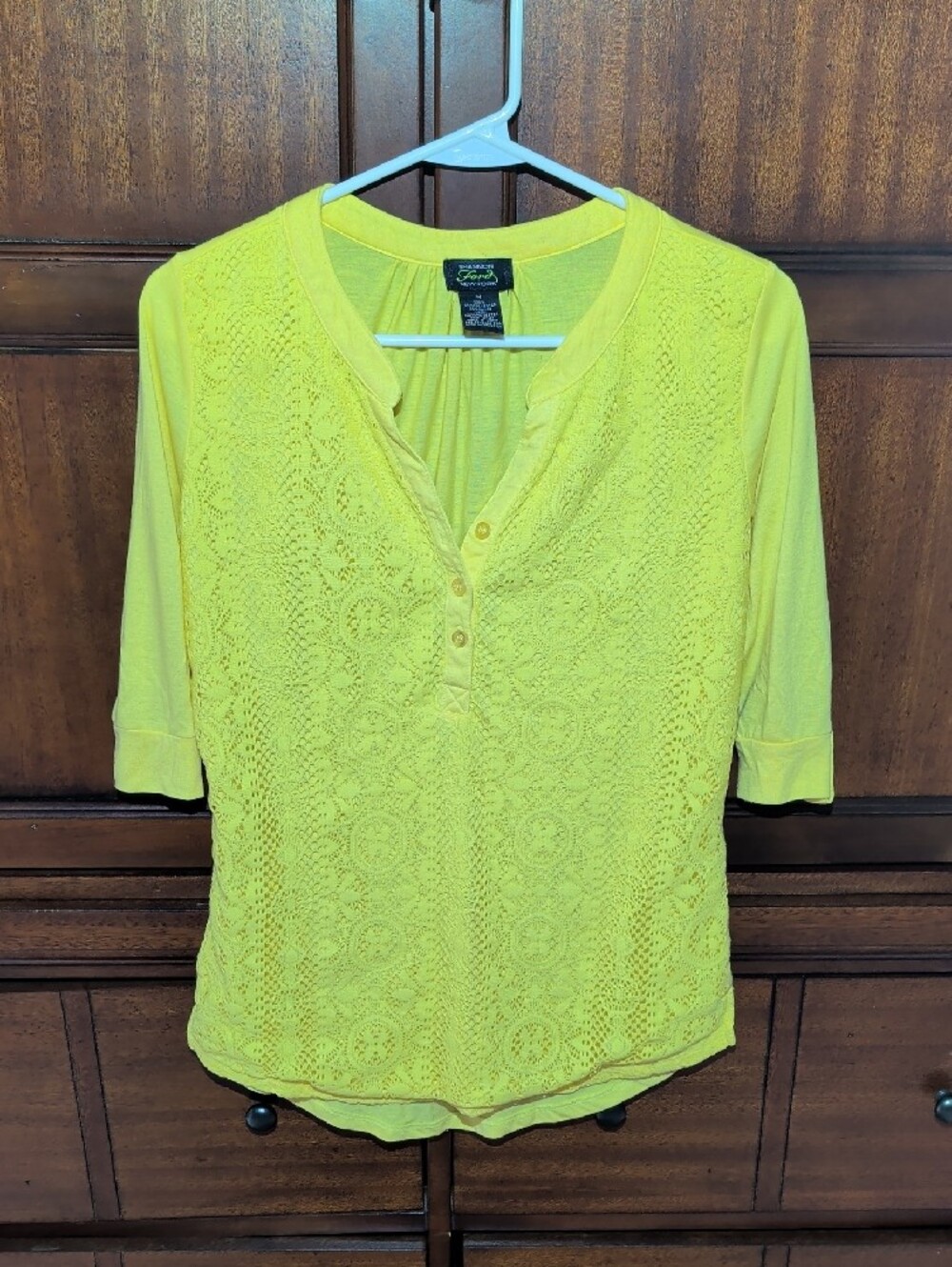 Yellow Lace-Front Top